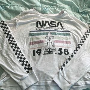 Grayson Threads Casual NASA Long Sleeve with Checkered Sleeves (Size: M)